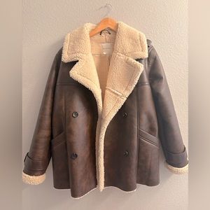 Anthropologie Aviator Faux Leather/Fur Coat-Avec Les Filles-Women’s Medium NWOT